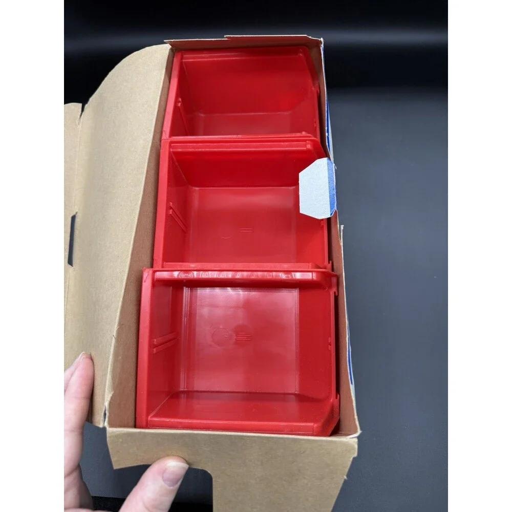 Akro-Mils 6-Pack Red Stackable Plastic Storage Bins 5 3/8” x 4 1/8” x 3”